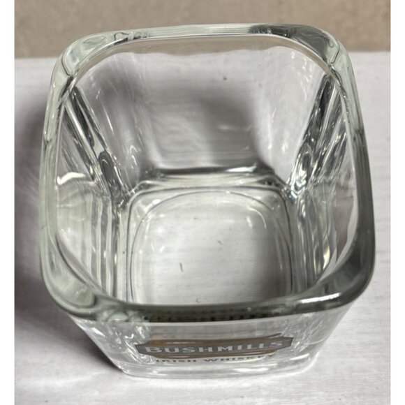 Bushmills Irish Whiskey Square Glass Tumbler Heavy Clear Glass Logo Design - Picture 3 of 6